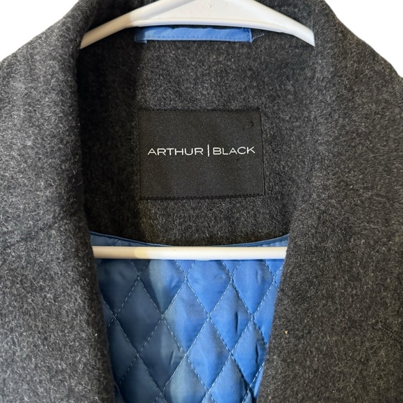 NEW Arthur Black Cashmere Wool blend Charcoal Gray full length overcoat top coat - Picture 11 of 15